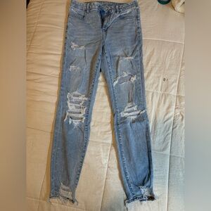 American Eagle Outfitters Light Blue Distressed Skinny Jeans